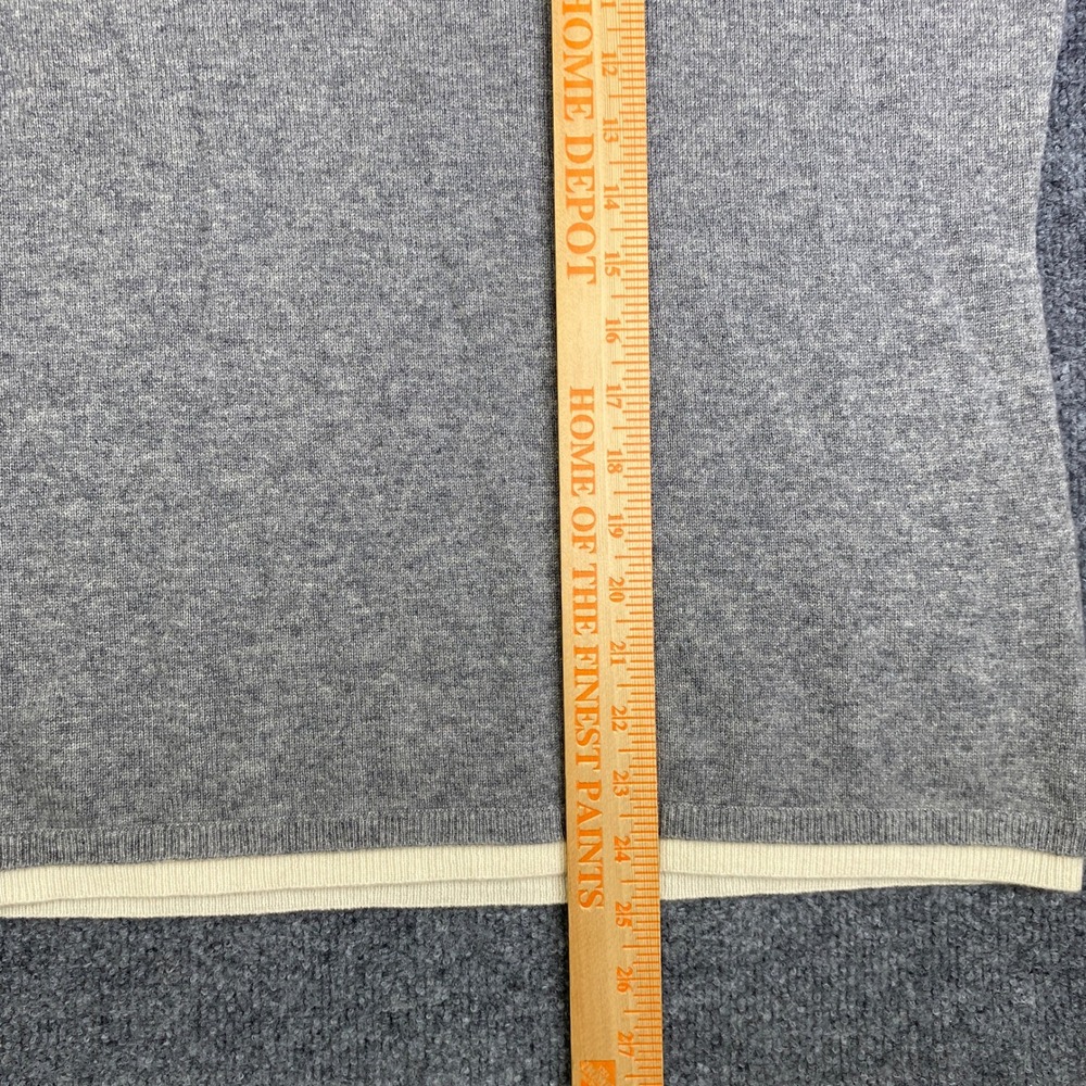 Sutton Studio Cashmere Sweater Womens Large Gray Cream Trim Crew Neck Pullover - Picture 6 of 8